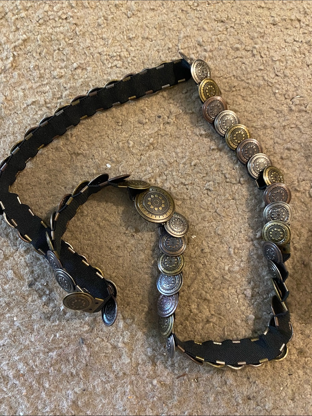 Black Coin-Embellished Women's Belt